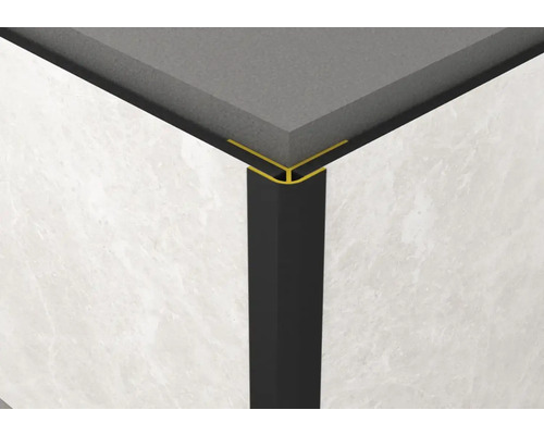 Rohová spojka pro vnější roh ROCKO TILES 2800 mm černá Roh s dlaždicovou lištou, dlaždicí a soklovou lištou