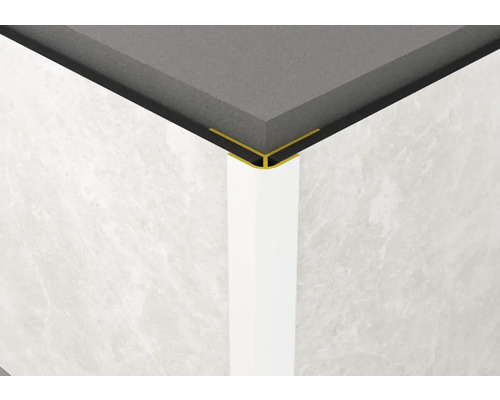 Rohová spojka pro vnější roh ROCKO TILES 2800 mm bílá Rohový pohled s dlaždicemi, dlaždicovou lištou a soklovou lištou