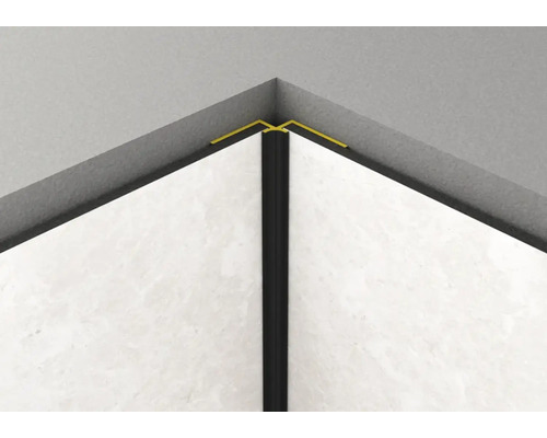 Rohová spojka pro vnitřní roh ROCKO TILES 2800 mm černá Rohový pohled s obkladačskou lištou