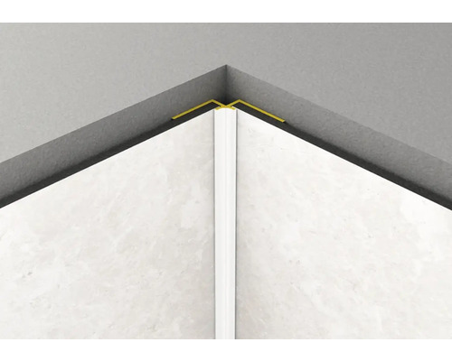 Rohová spojka pro vnitřní roh ROCKO TILES 2800 mm bílá Roh s dlaždicovým profilem a dlaždicovou lištou