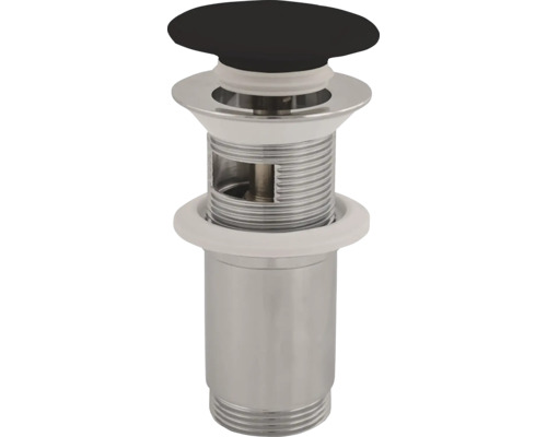 Umyvadlová výpusť s černou hlavou a chromovým tělem