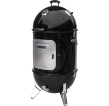 Černý vertikální gril Tenneker s ukazatelem teploty a stříbrnými dvířky