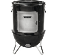 Černý gril s dvířky a logem Tenneker.