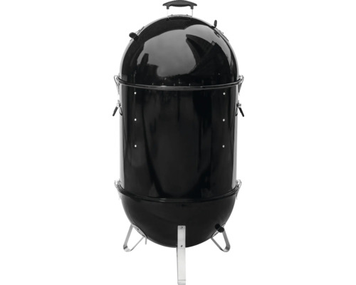 Černý kulatý gril s víkem a nohami