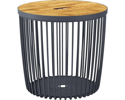 Univerzální koš CLUBO s bambusovým víkem 38,6 x 35,8 cm Odkládací stolek s dřevěnou deskou a kovovým rámem