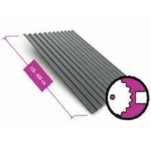 Šedé trapézové plechy o délce 120 až 400 centimetrů