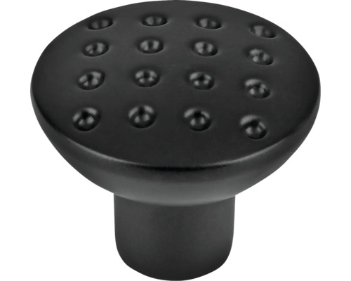 Knopka Jaro Ø 26mm, matná černá Kovový nábytkový knoflík s tečkovaným povrchem