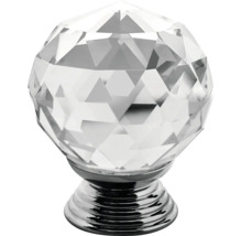 Nábytkový knoflík z křišťálového skla s kovovou základnou