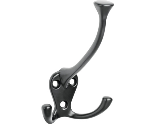 Věšák Katany, matný černý Kovový věšák na šaty se dvěma háčky