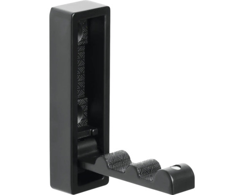 Výklopný háček, hranatý, matný černý Černý držák nářadí pro montáž na stěnu