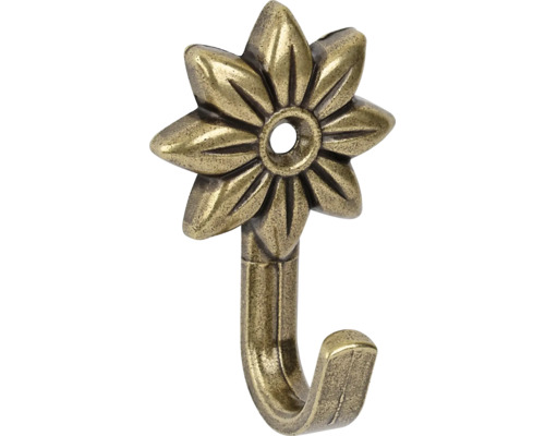 Věšák Chur, antik mosaz Dekorativní háček ve tvaru květu pro montáž na stěnu