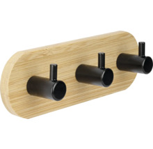 Šatní panel se třemi háčky z bambusu a kovu