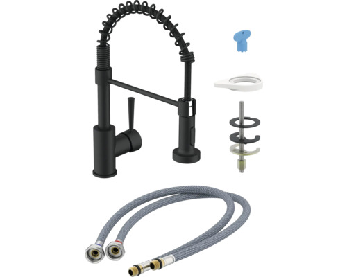 Kuchyňská baterie s hadicí a montážním příslušenstvím