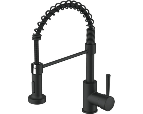 Černá kuchyňská baterie se spirálovou pružinou