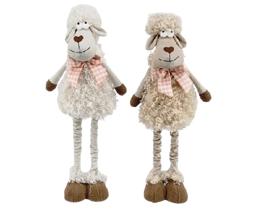 Dvě plyšové hračky ve tvaru ovcí s mašlemi