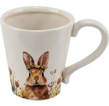 Keramický hrnek s motivem zajíčka a květinovým věncem