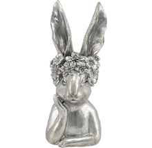 Dekorativní figurka zajíčka s květinovým věncem pro vnitřní použití