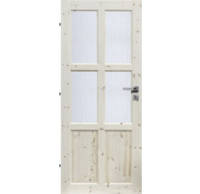 Dřevěné dveře se skleněnou vložkou a klikou