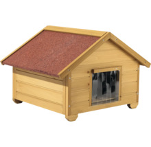 Dřevěná psí bouda se střešní lepenkou