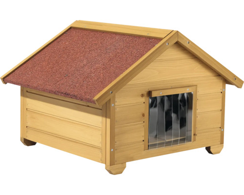 Dřevěná psí bouda se střešní lepenkou