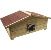 Dřevěná psí bouda s oknem a lepenkou