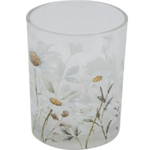 Skleněný svícen s květinovým vzorem