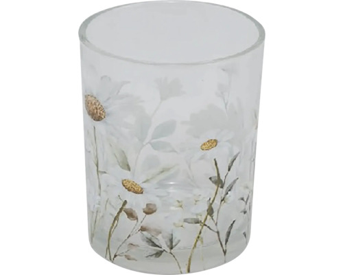 Skleněný svícen s květinovým vzorem