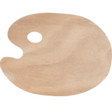 Dřevěná paleta s otvorem pro palec pro umělecké potřeby