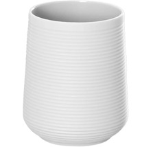 Bílý keramický květináč s vroubkovaným povrchem