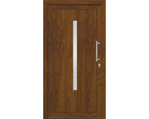 Víceúčelové dveře Dernbach bílá/zlatý dub 1000 x 2100 mm P Vchodové dveře se skleněnou vložkou a rukojetí