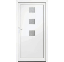 Bílé interiérové dveře se třemi čtvercovými skleněnými panely