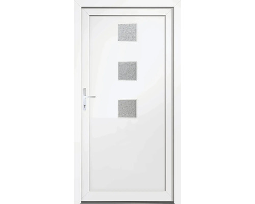 Víceúčelové dveře Claudia 880 x 2000 mm L Bílé interiérové dveře se třemi čtvercovými skleněnými panely