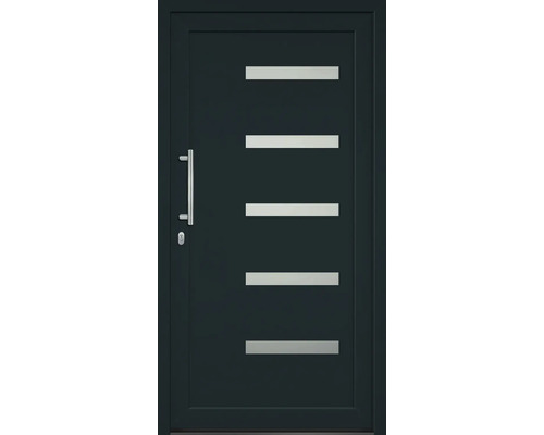 Vchodové dveře s klikou a pěti skleněnými vložkami