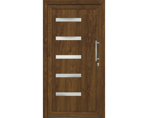 Vchodové dveře Hartford 1000 x 2000 mm P Vchodové dveře s pěti prosklenými otvory a nerezovou klikou