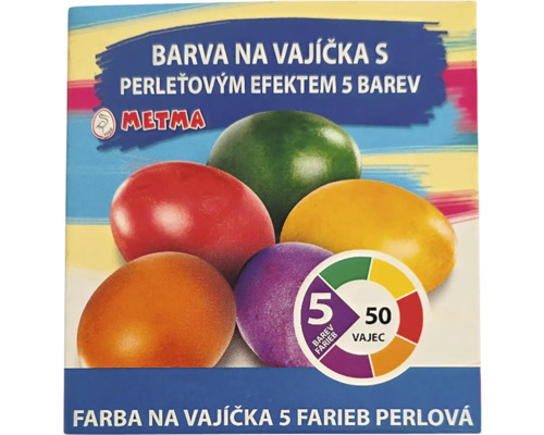 Barva na vajíčka s perleťovým efektem pro 50 vajec, 5 barev