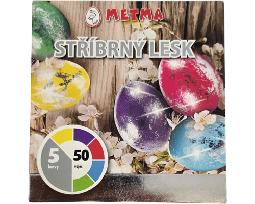 Barvy na vajíčka Metma stříbrný lesk pro 50 vajíček v 5 barvách