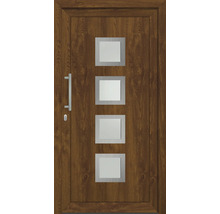 Vchodové dveře se čtyřmi obdélníkovými okny a klikou