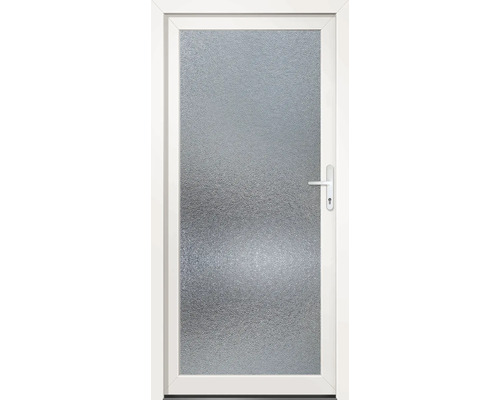 Bílé dveře se satinovaným sklem a klikou