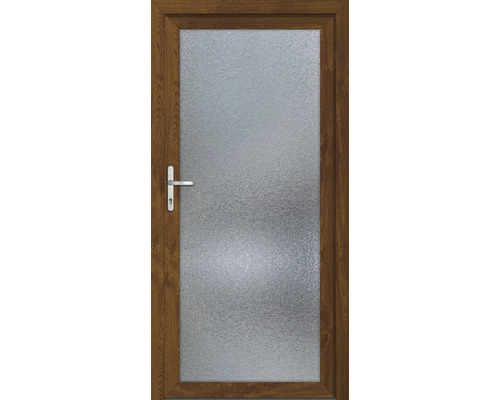 Vchodové dveře s dřevěným rámem a satinovaným sklem