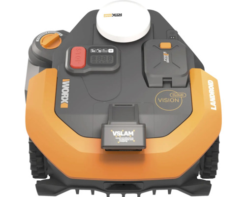 Pohled shora na robotickou sekačku Worx Landroid