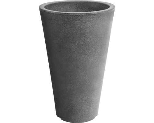 Šedý květináč kuželovitého tvaru