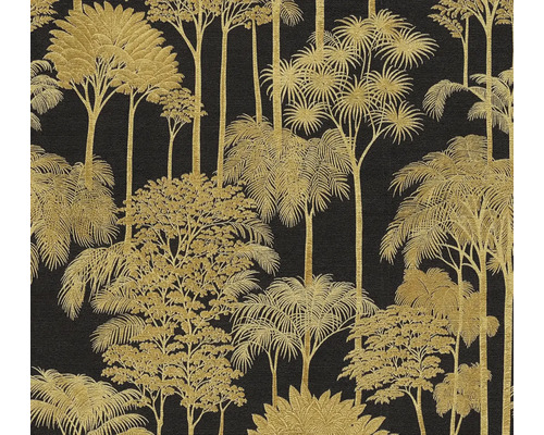 Tapeta se zlatým vzorem palem a stromů