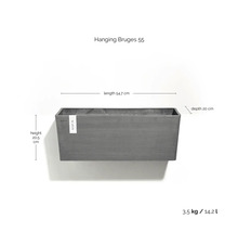 Šedý obdélníkový truhlík Hanging Bruges 55, rozměry 54,7 krát 20,5 krát 20 centimetrů, objem 14,2 litru.