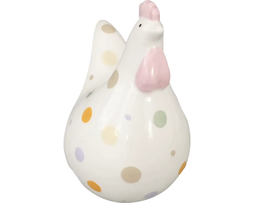 Dekorativní keramická figurka slepice s puntíkovým vzorem