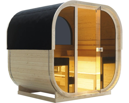 Sudová sauna ze dřeva s prosklenými dveřmi