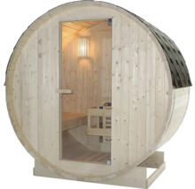 Sudová sauna se skleněnými dveřmi a vestavěným osvětlením