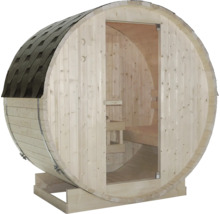 Sudová sauna ze dřeva s dveřmi a šindelovou střechou