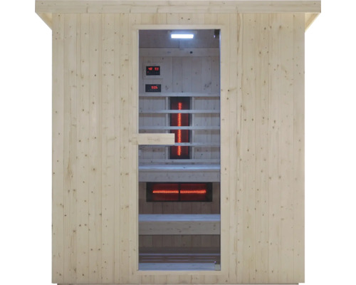 Dřevěná sauna s infračervenými zářiči a digitálním displejem