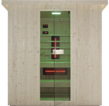 Infračervená sauna se skleněnými dveřmi a dřevěným obložením