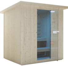 Sauna ze dřeva se skleněnými dveřmi